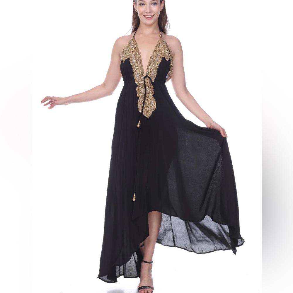 Adjustable Manish Vaid Madrid Dress with Embellished Neckline